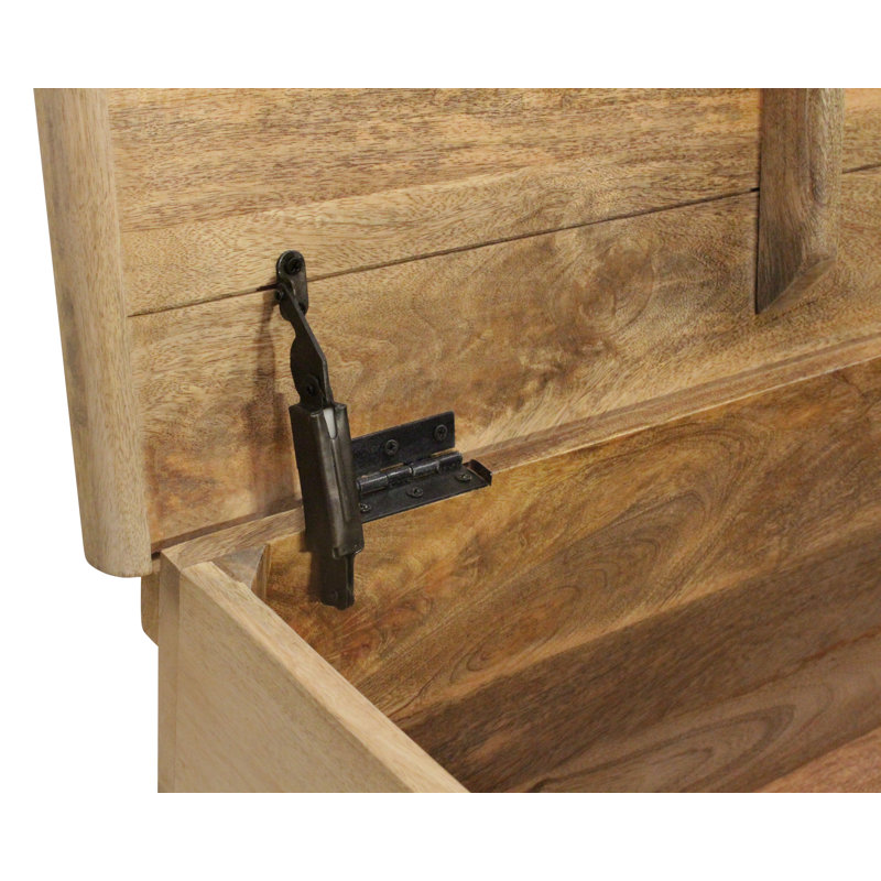 Noelle 71" Storage Bench In Traditional Distressed White On Teak Solid Wood