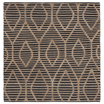 Natural Fiber Flat Weave Jute And Cotton Geometric Rug