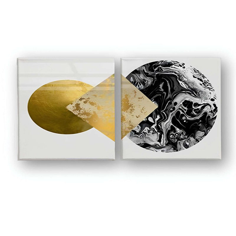 Stylish Decorative Canvas Paintings (2 Pieces), 12 x 12 Inches | 100% Canvas with 100% Wooden Frame | Perfect for Living Room, Bedroom, or Office Decor, Adds Elegance and Modern Touch to Any Space