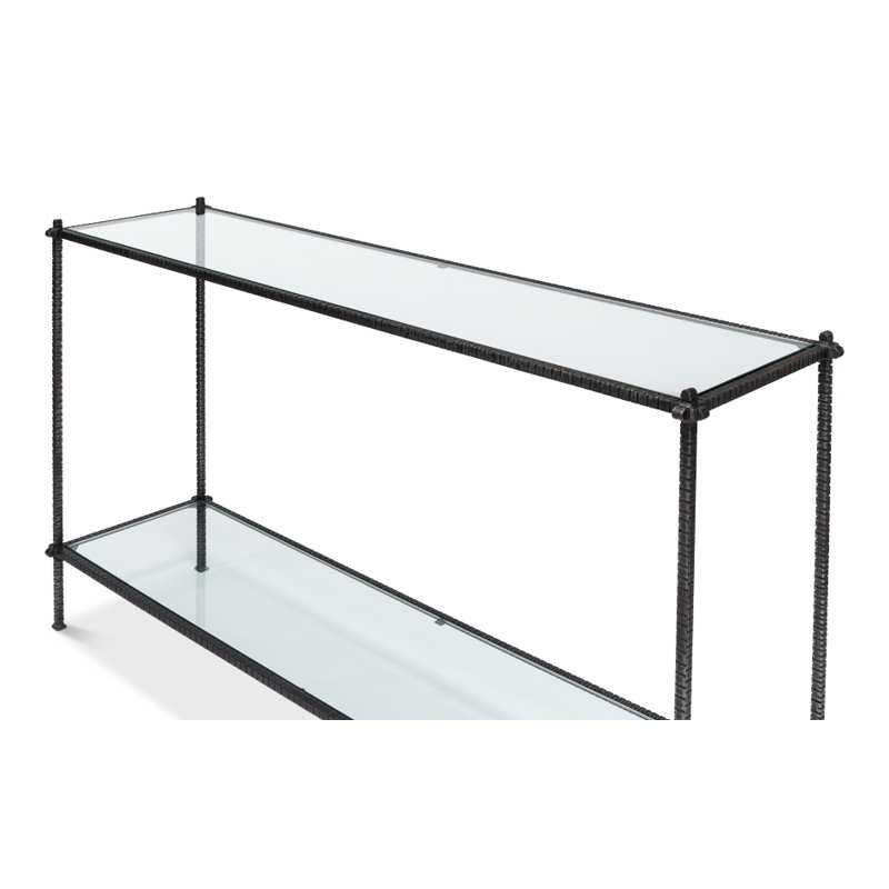 Hand Chased 60'' W Glass Console Table