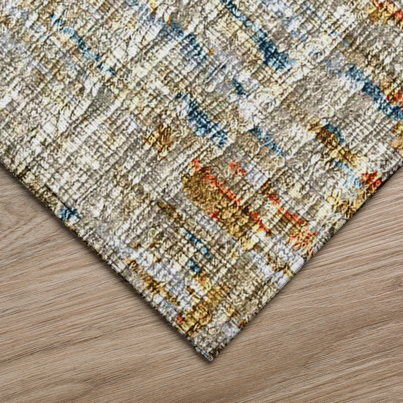 Washable Abstract Indoor / Outdoor Rug, Rectangle 8' x 10'