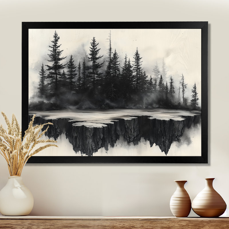 Le flux enchanté de la forêt d'hiver I - forêt, art mural, Reproduction encadrée d'une seule photo, H 30 po x l 40 po, Noir