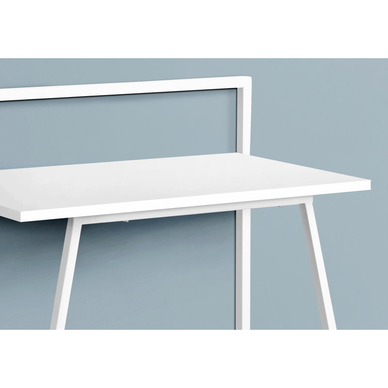 Computer Desk, Contemporary Home Office Desk With Metal Base, White