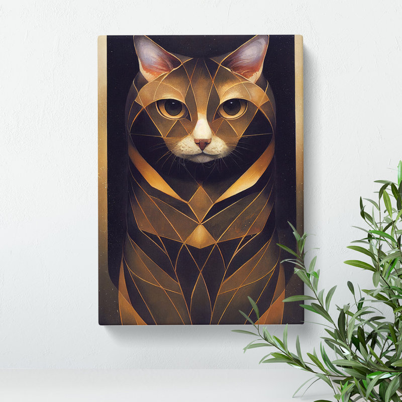 XC1022-1316X Cat In Art Nouveau No.1 - Wrapped Canvas Print, 76cm H x 50cm W x 3cm D
