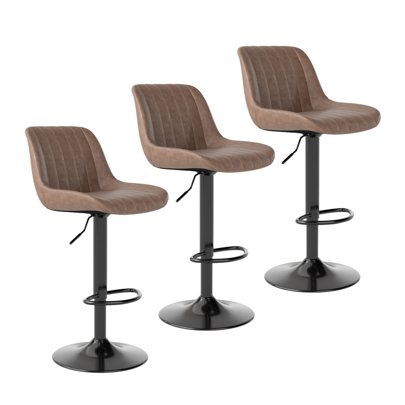 Moniq Swivel Adjustable Height Bar Stool, Dark Brown, 3