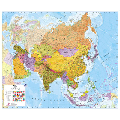 Large Asia Wall Map Political 1 Piece Wall Art