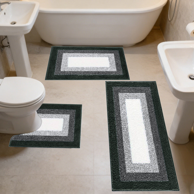 Ensemble de tapis de salle de bain 3 pièces, Noir