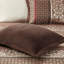Couvre-lit réversible 5 pièces rouge très grand - belle feuille géométrique et médaillon, 100% avec revers de couleur unie, coussins décoratifs, broderie facile à nettoyer,-130666344