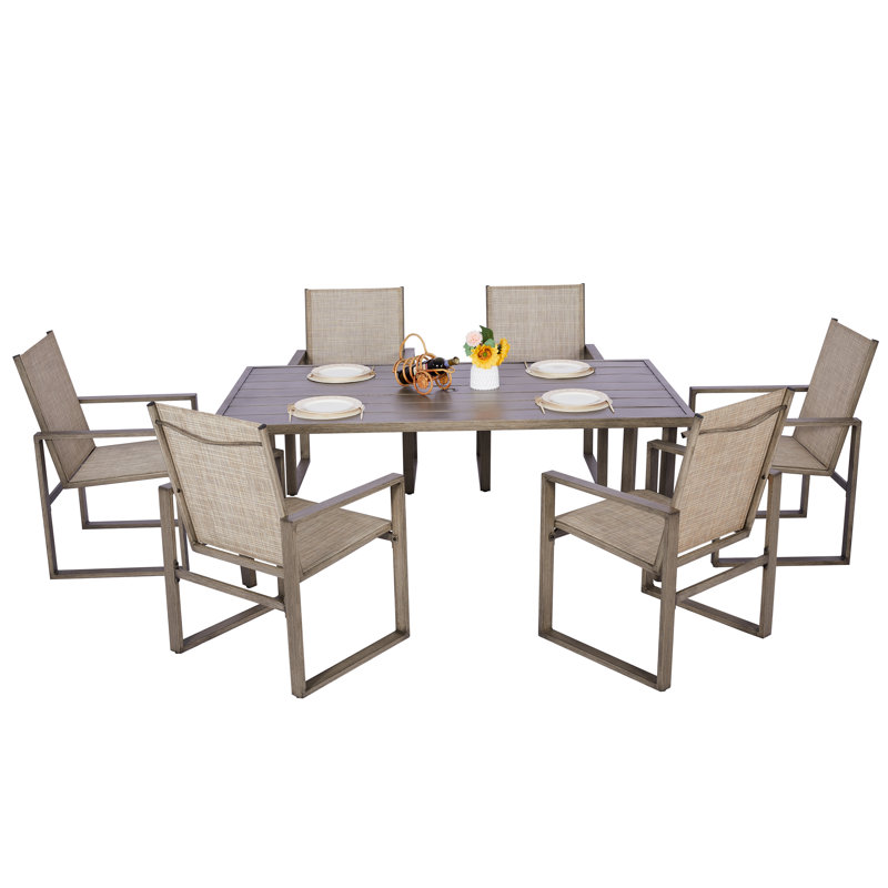 Takeia 7-Piece Rectangular Metal Dining Set