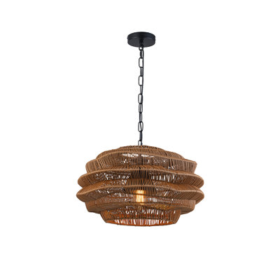 1-Light Outdoor Wicker Coastal Rattan Pendant