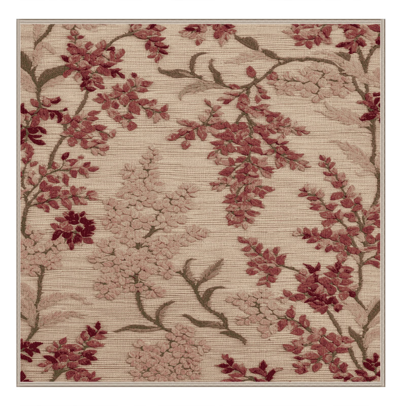 Tapis botanique beige lavable à la machine, Carré 7 pi