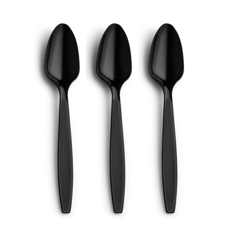 Cuillères jetables en plastique noires