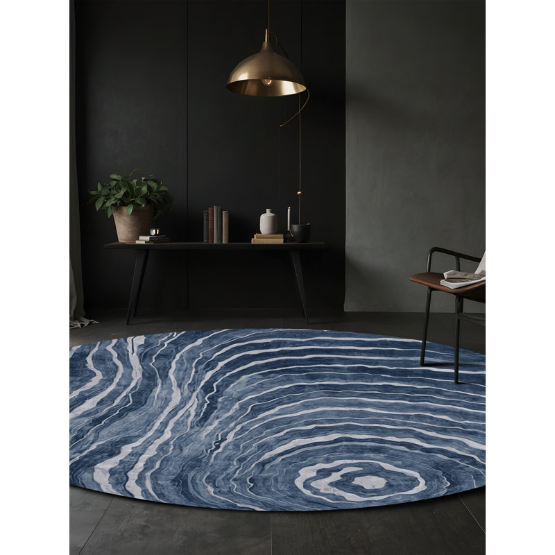 Machine Washable Gray Area Rug, Round 7'