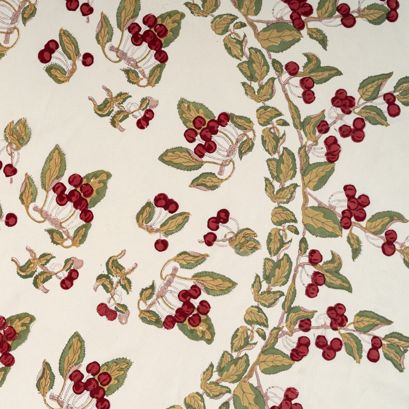 Cherry Tablecloth - Red/Green - 90" Round, 70" Round