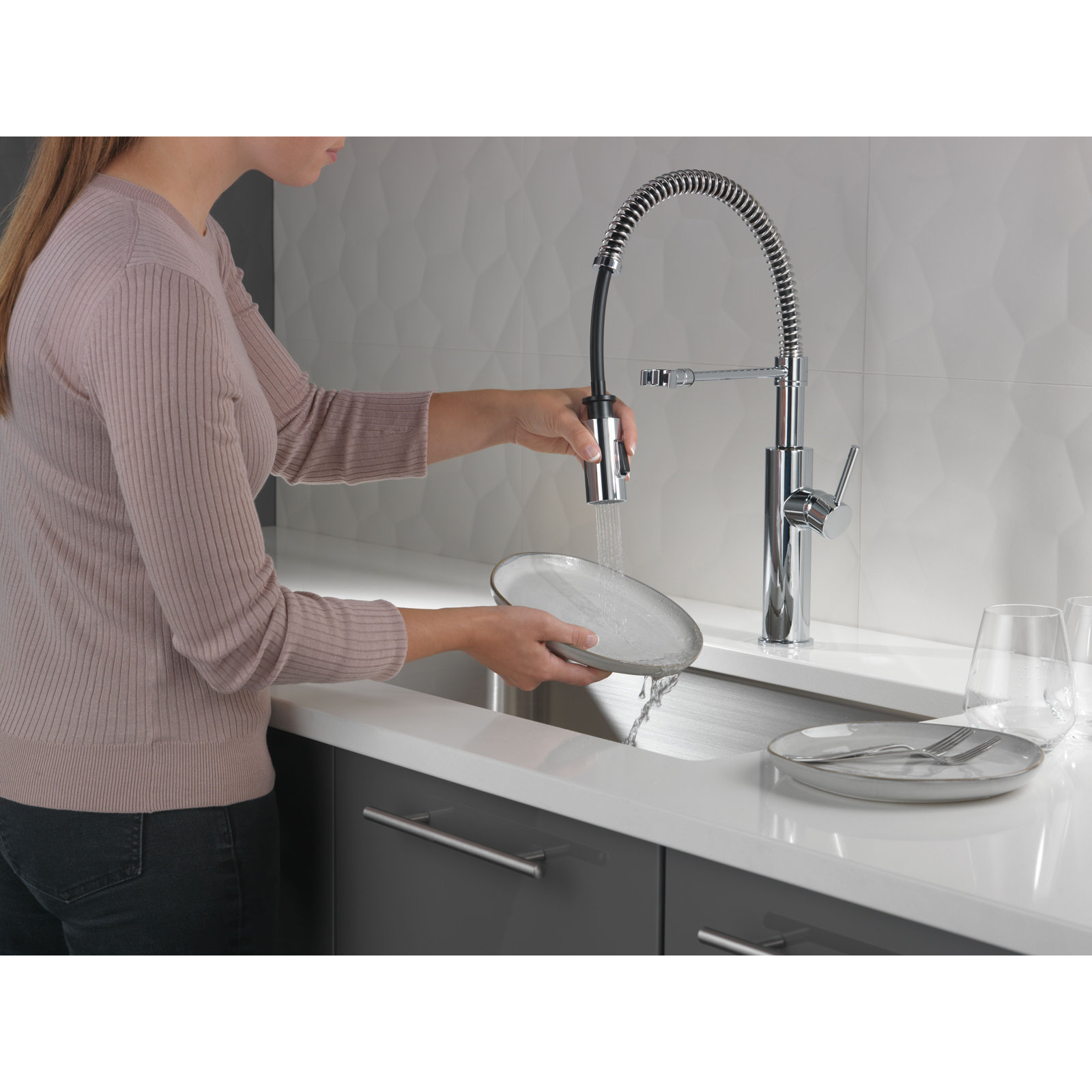 Antoni Commercial Pull-Down Kitchen Faucet, Chrome