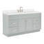 Meuble-lavabo simple autoportant de 67 po avec plateau en quartz blanc Hamlet-93068150
