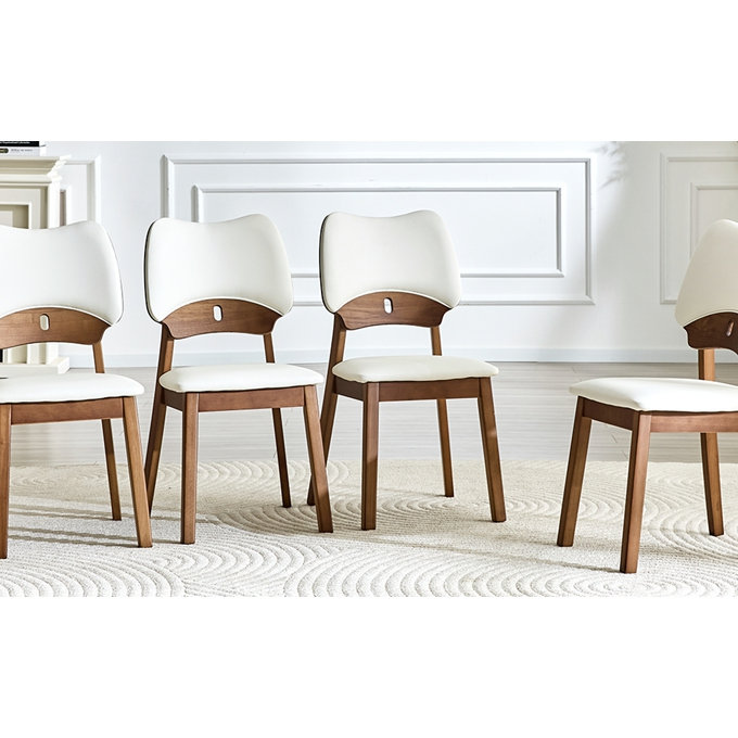 Chaises de salle à manger en bois massif, en polyuréthane blanc doux, Noyer, blanc