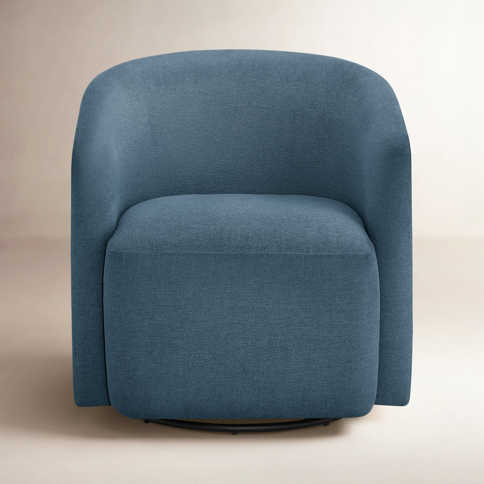 Arlo Swivel Barrel Chair, Blue Polyester Blend