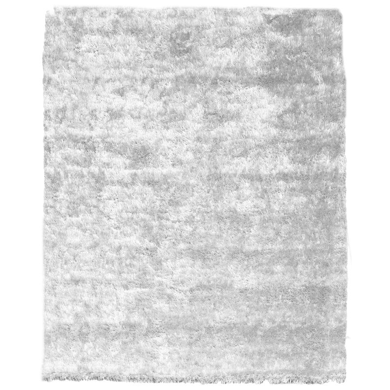 Tapis blanc à poils longs fabriqué à la main, Rectangle 2 pi x 3 pi
