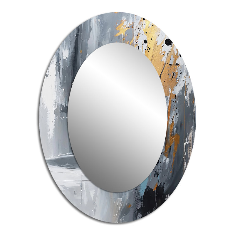 Gold Cheetahs Quick Call Accented With Grey II - Large Oval Wall Mirror On Metal, 40" x 30"