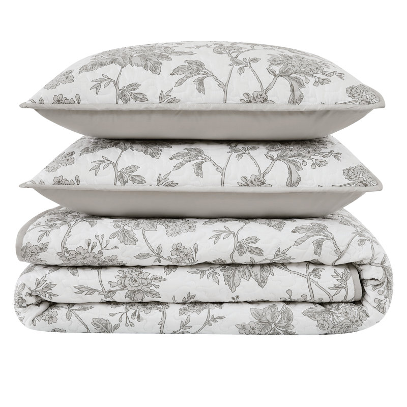 Brooklyn Loom Mila Floral Quilt Set, Twin Quilt + 1 Standard Sham