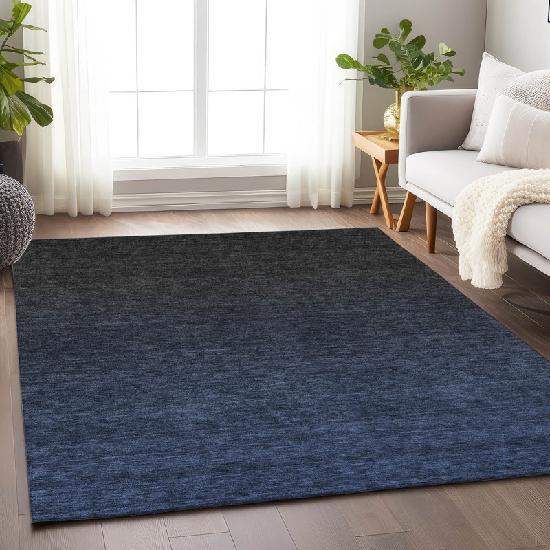 Premium Machine Washable Prisco Navy Rug, Rectangle 10' x 14'