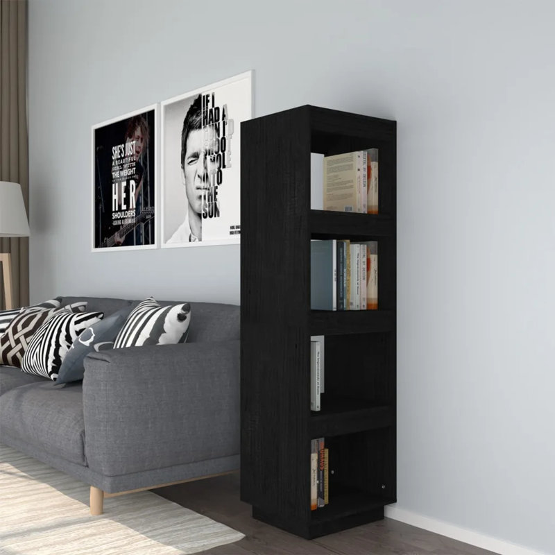 Goshgar 135cm H Solid Wood Etagere Bookcase, 135cm H x 40cm W x 35cm D, Black