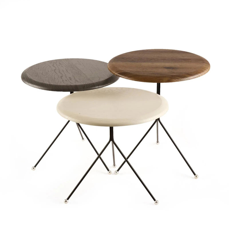 Stylish Nesting Table Set (3 Pieces), Brown, Anthracite & Cream, 16.1 x 18.7 x 16.1 inches | 100% MDF with 0.014 in Membrane Coated Top | Sturdy Metal Legs | Perfect for Modern Living Room & Dining Spaces