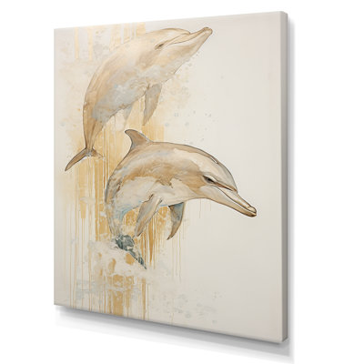 " Beige And Gold Dolphin Happiness I "