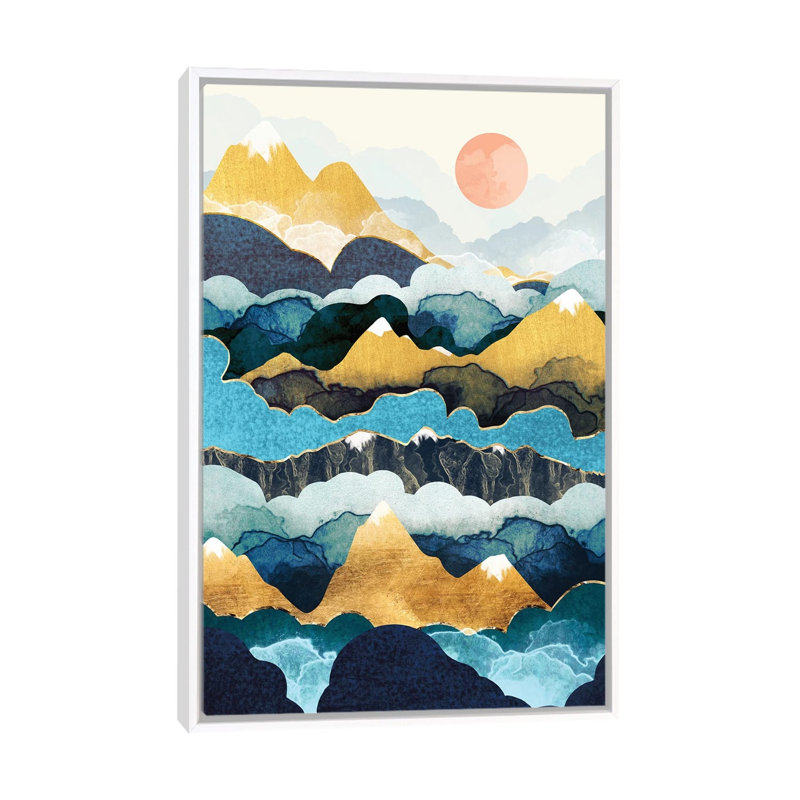 Cloud Peaks - impression d'art graphique, Aucun mat, H 48 po x l 32 po x P 1,5 po, Toile blanche encadrée