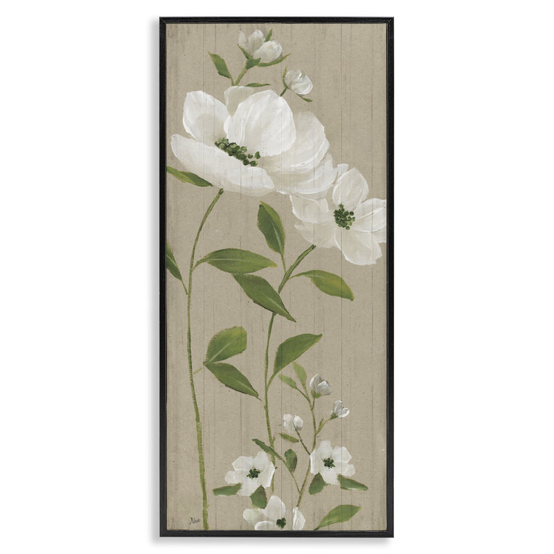  Curved Poppy Blossoms Black Framed Giclee Art by Nan, H 24 po x l 10 po, Giclée encadrée noir minuit