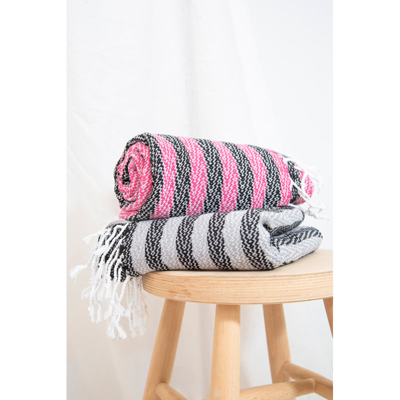 Serviette de plage 100% coton Pamila, Rouge / noir