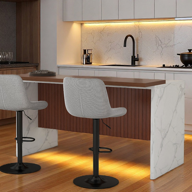Ensemble de table de salle à manger avec 2 tabourets de bar, table de salle à manger avec éclairage à DEL pour la salle à manger