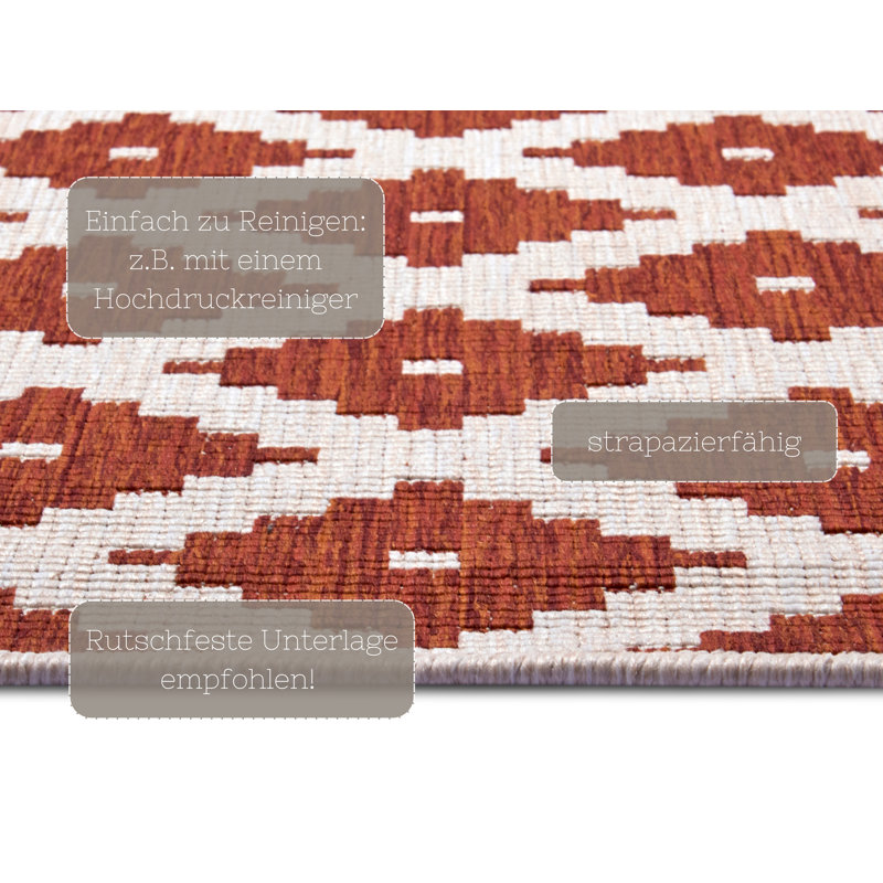 Nizza Flatweave Cayenne/Cream Rug, Rectangle 160cm x 230cm