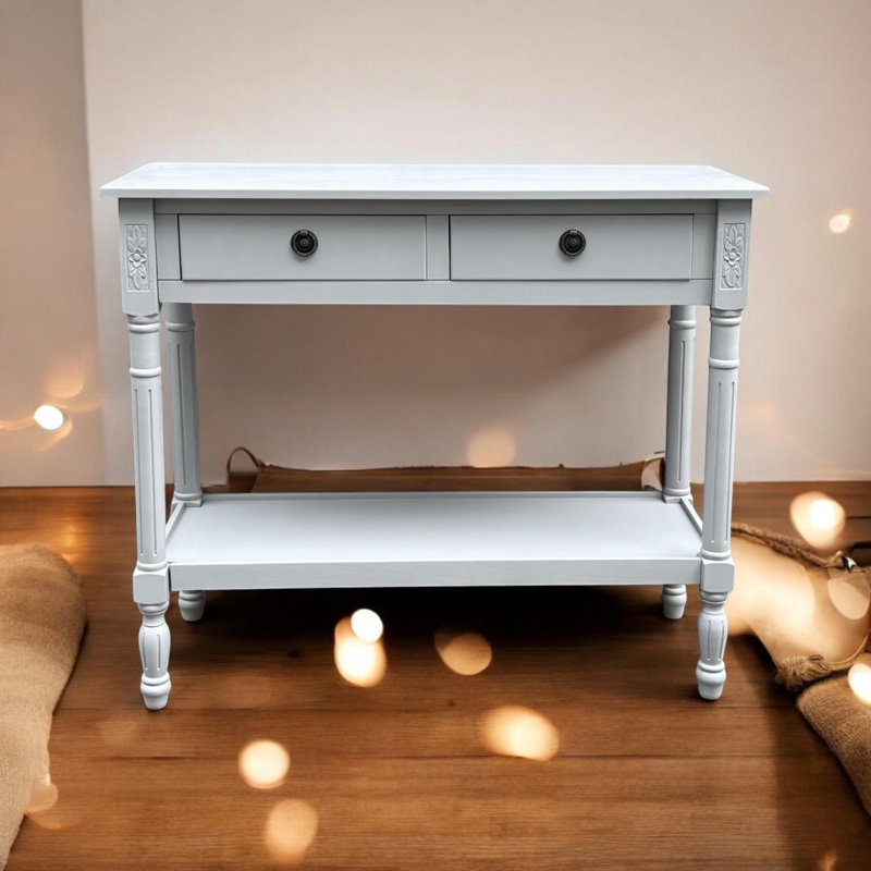 Hand-Finished Eliath End Table – Classic 2-Drawer Side Table with Sleek Painted Finish, Sturdy Design for Bedroom or Living Room