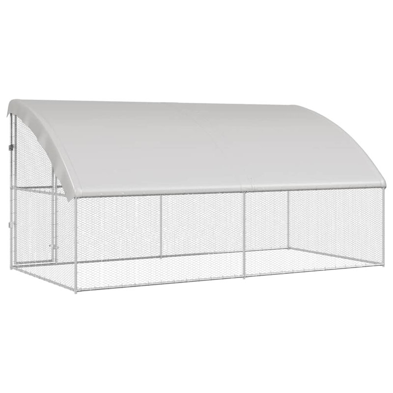 Cage à poulet 2 pièces vidaXL argenté 157,48 po x 78,74 po x 78,15 po, H 78,1 po x l 157,5 po x P 78,7 po