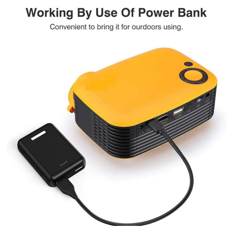 Mini 1080P Portable Projector For Home Theater US Plug, Yellow
