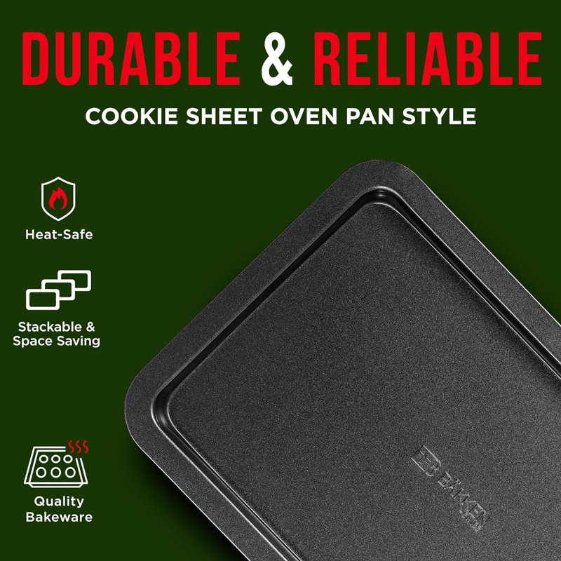 Nonstick Black Steel 3-Piece Baking Sheet Set