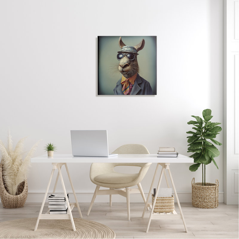 Animal stylisé sur toile, H 24 po x l 24 po x P 1,5 po