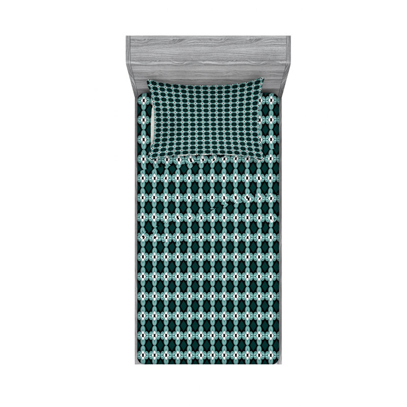 Microfiber Geometric Sheet Set, Twin Sheet Set with Fitted Sheet