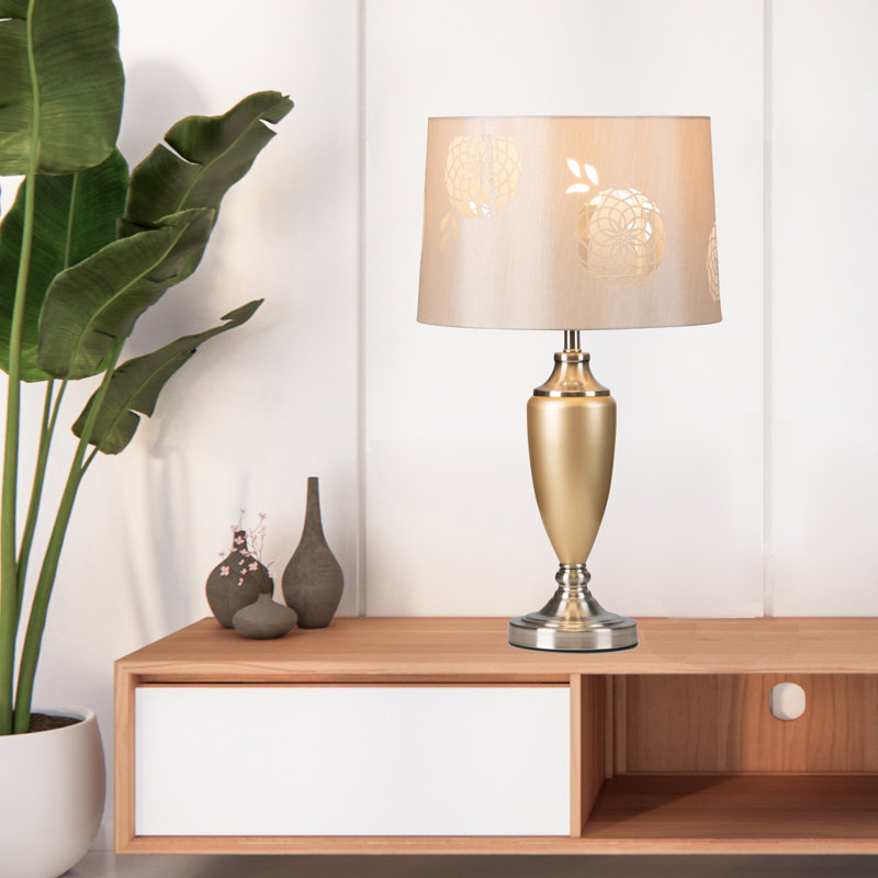 Lacy Bloom 53cm Stencil Metal Table Lamp, Cream, Champagne/Silver