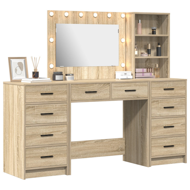Set Of 3 Engineered Wood Standard, Sonoma Oak