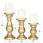 Ensemble de porte-bougies décoratifs de style pilier en bois de manguier tourné-62873962