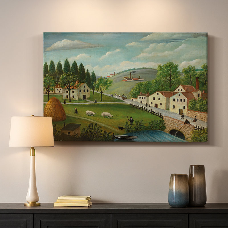 Paysage dans les Environs de Paris-Henri Rousseau-Toile tendue avec châssis-c. début du 20e siècle, 24 po x 36 po