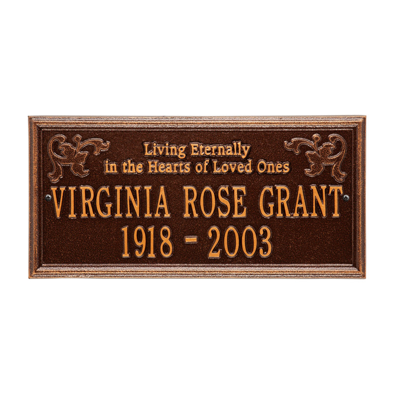 Wilmington 'Living Eternally' Memorial Plaque, Yes, Antique Copper