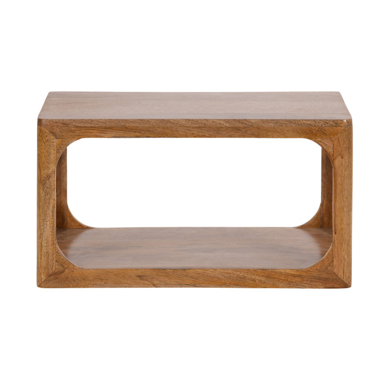Floating Mango Wood Side Table, Tan