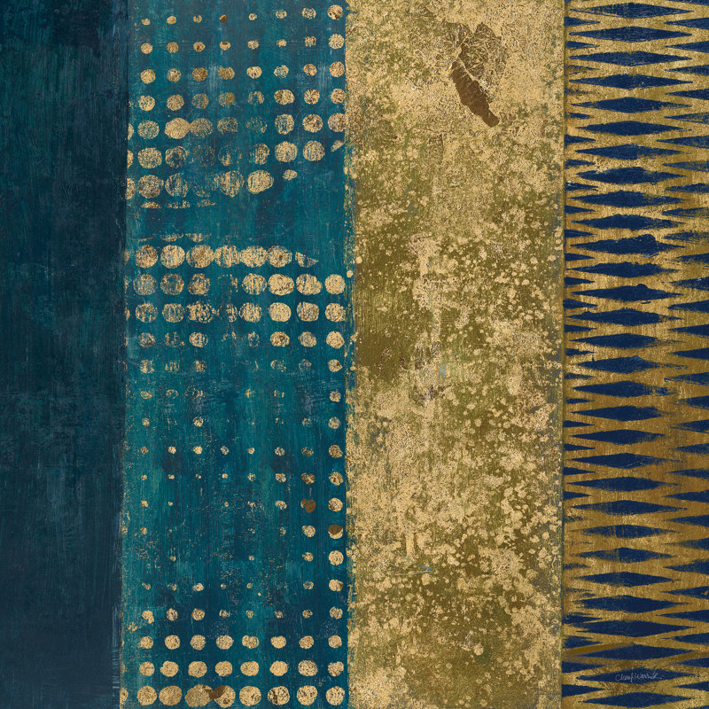«Juxtapose III Metallic» par Cheryl Warrick - impression sur toile tendue, H 30 po x l 30 po, Cadre simple érable érable, Non
