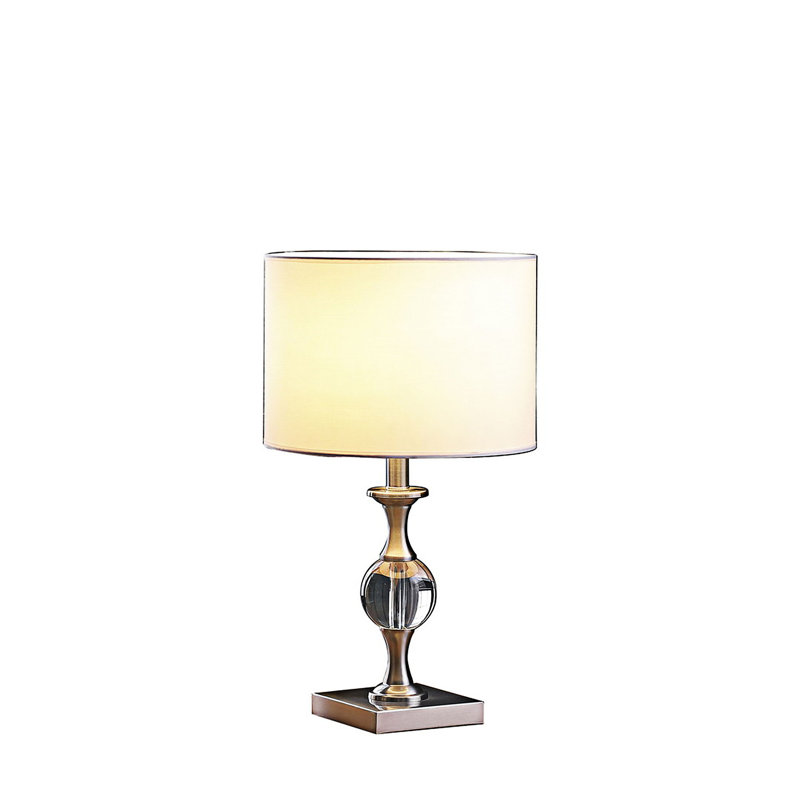 Lampe de table en cristal massif avec base en cristal élégante et abat-jour tambour polyvalent