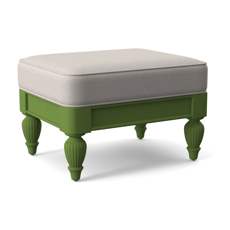 Grand View Ottoman, Navy Finish, White Textured Performance; 0865-91