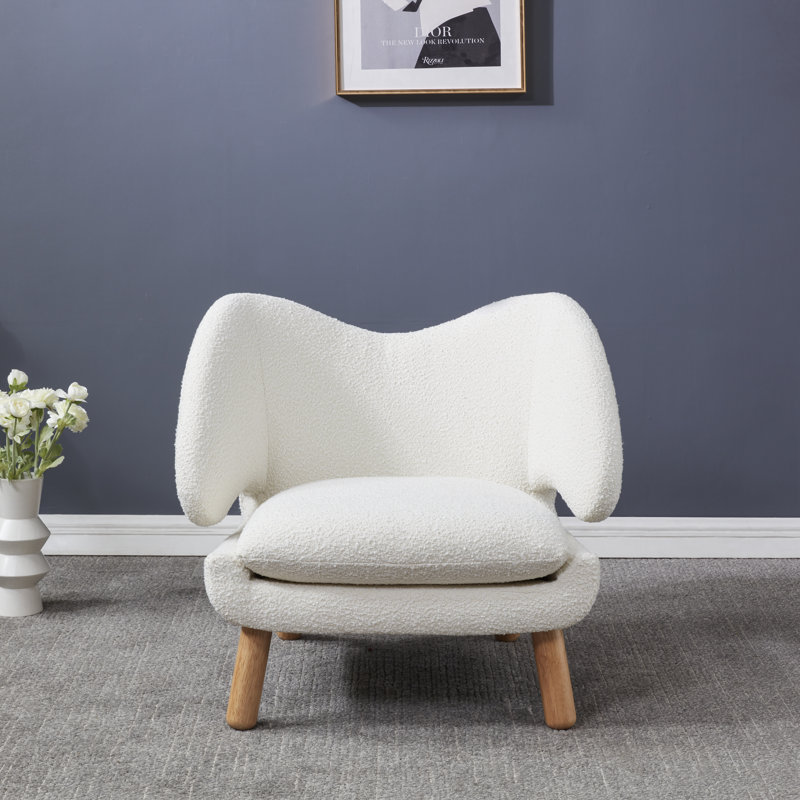 Felicia Contemporary Accent Armchair, Ivory, Natural